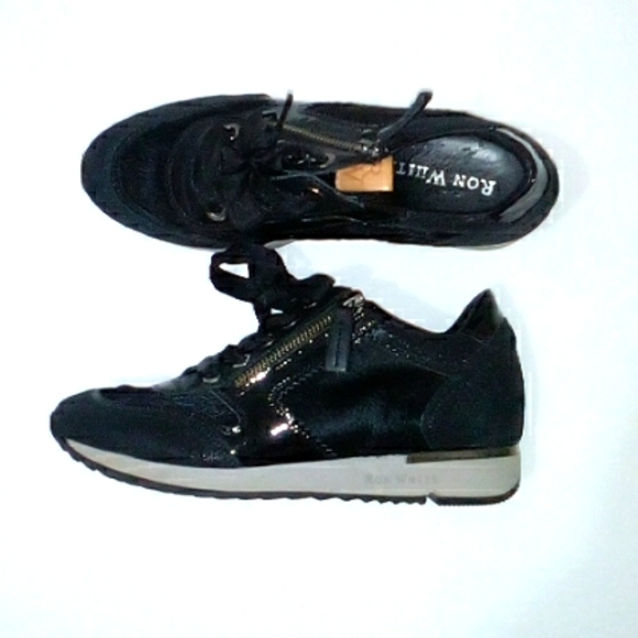 Ron White Shoes - Ron White black wedge platform running shoes